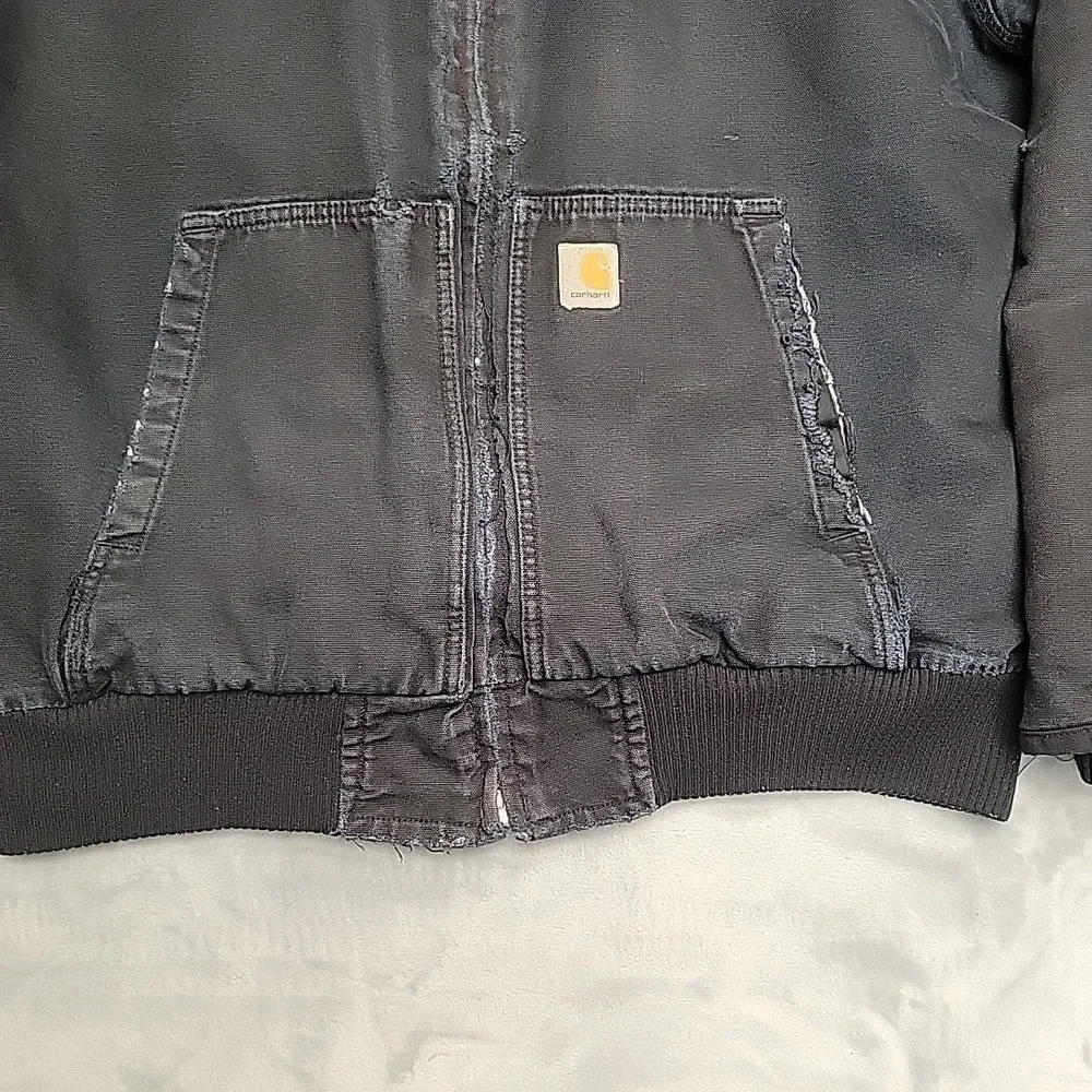 Carhartt  Active Jacket Men XL Black Canvas Insulated Workwear Distressed 104050